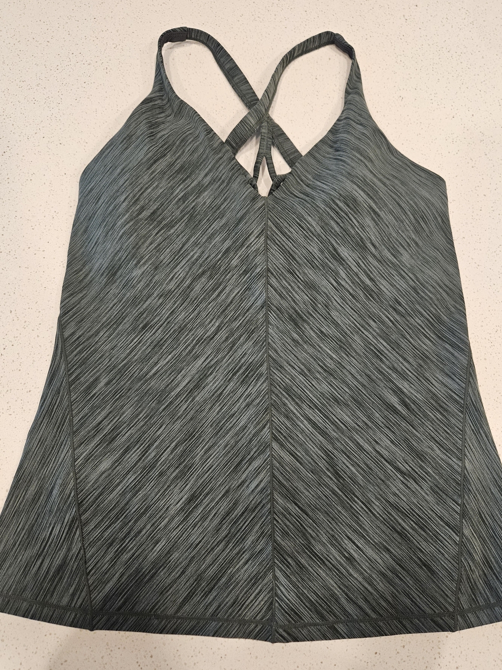 Prana Heathered Green & Charcoal Crisscross V-Neck Tank